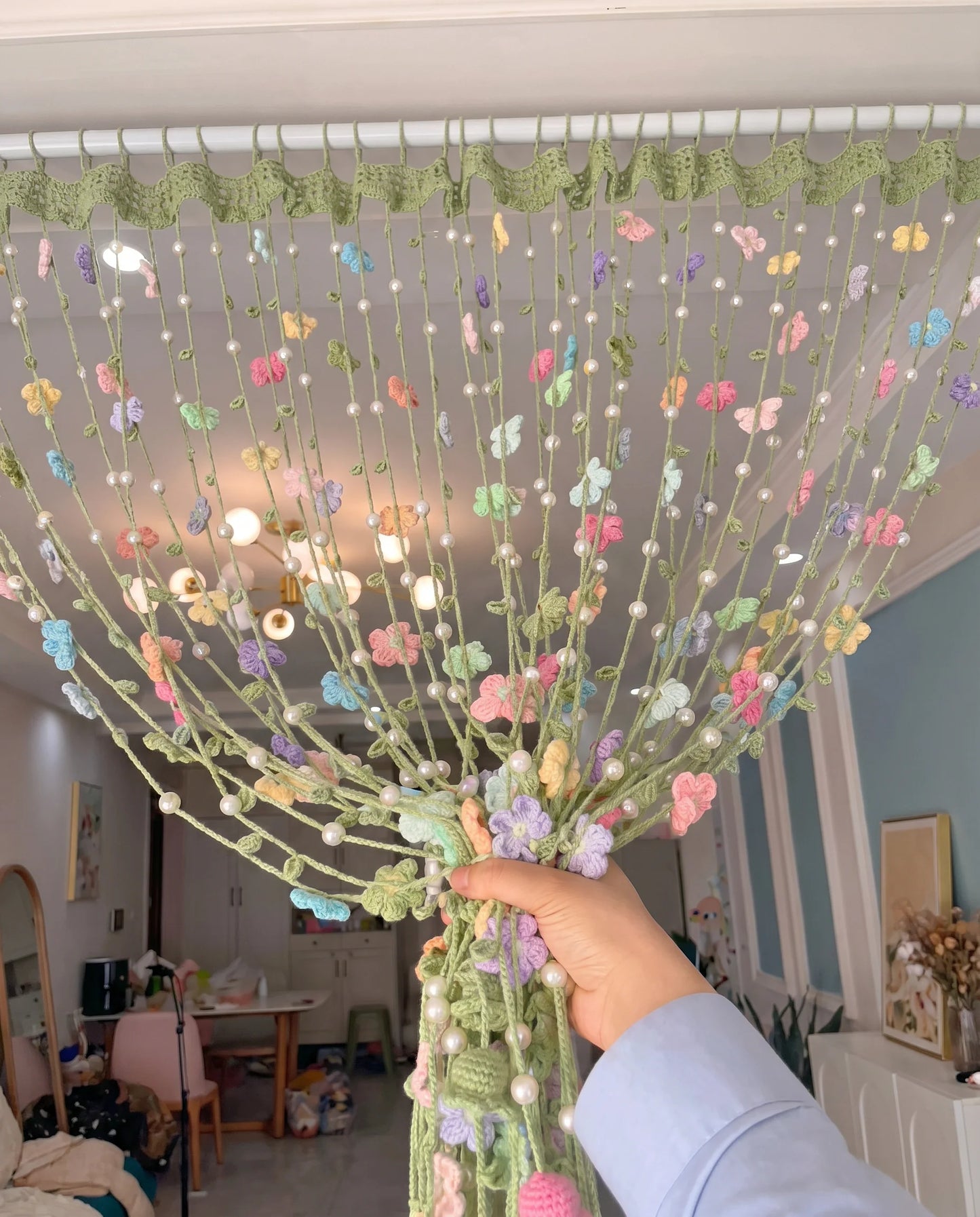 Handmade Crochet Flower Curtains